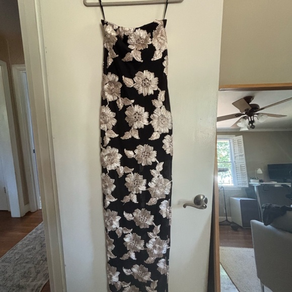 Flower Black Mesh Tube Dress Maxi - Picture 1 of 14
